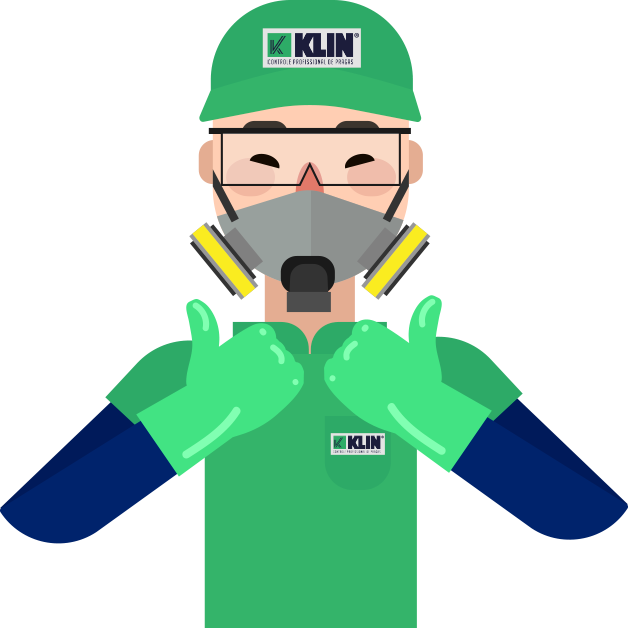 Ilustração de profissional Klin fazendo sinal de positivo com as mãos