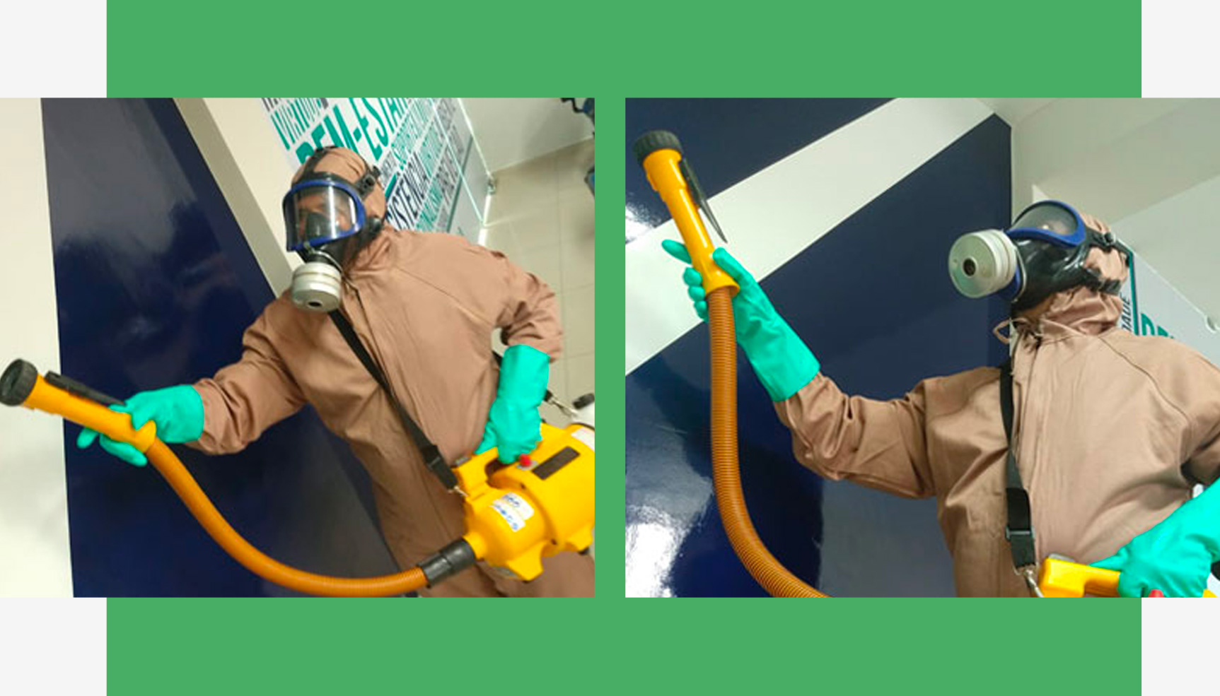 Profissional da Klin realizando sanitização em empresa